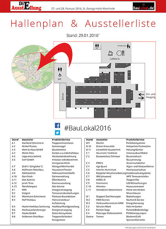 Hallenplan "Die BauLokal Ausstellung" 2016 Meschede