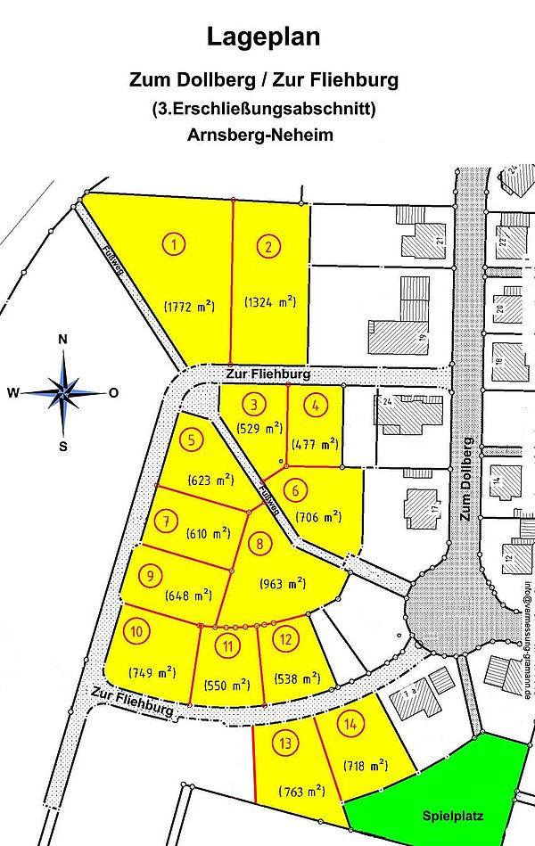 Lageplan Am Dollberg in Neheim - Bauabschnitt 3. Grafik: Meyer & Partner