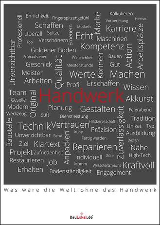 Das BauLokal.de Handwerk Wörter Poster. Copyright (c): BauLokal.de